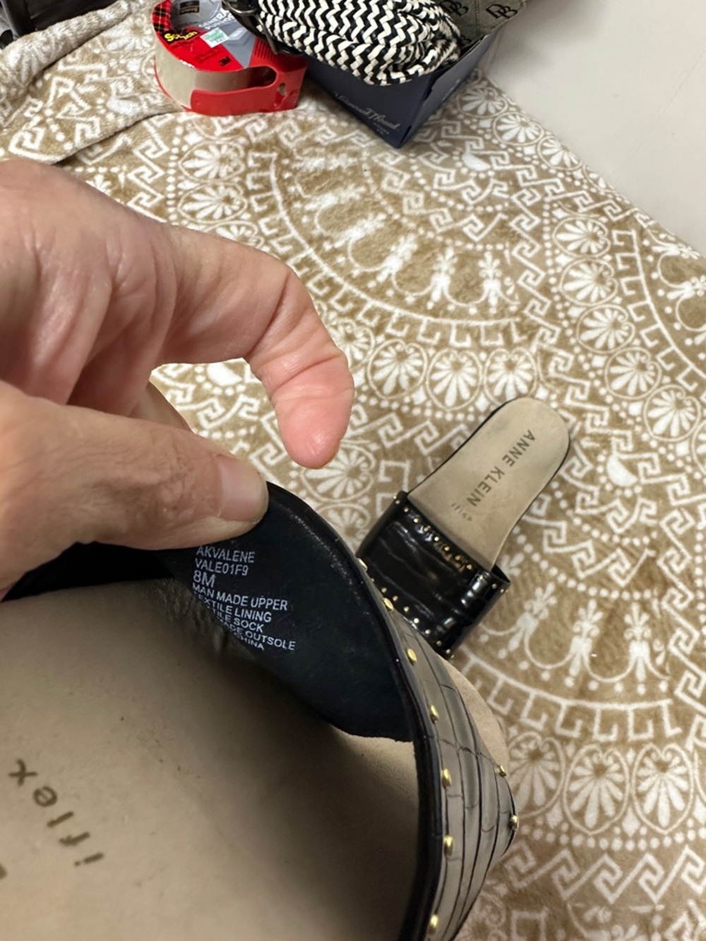Anne Klein Black Studded Slide Sandals - Picture 3 of 12